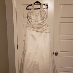 Womens Wedding Satin Dress - Size 16 - Ivory